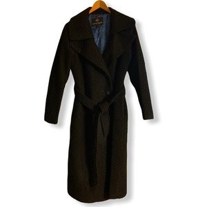 Nanette LePore Black Retro Herringbone Coat Large